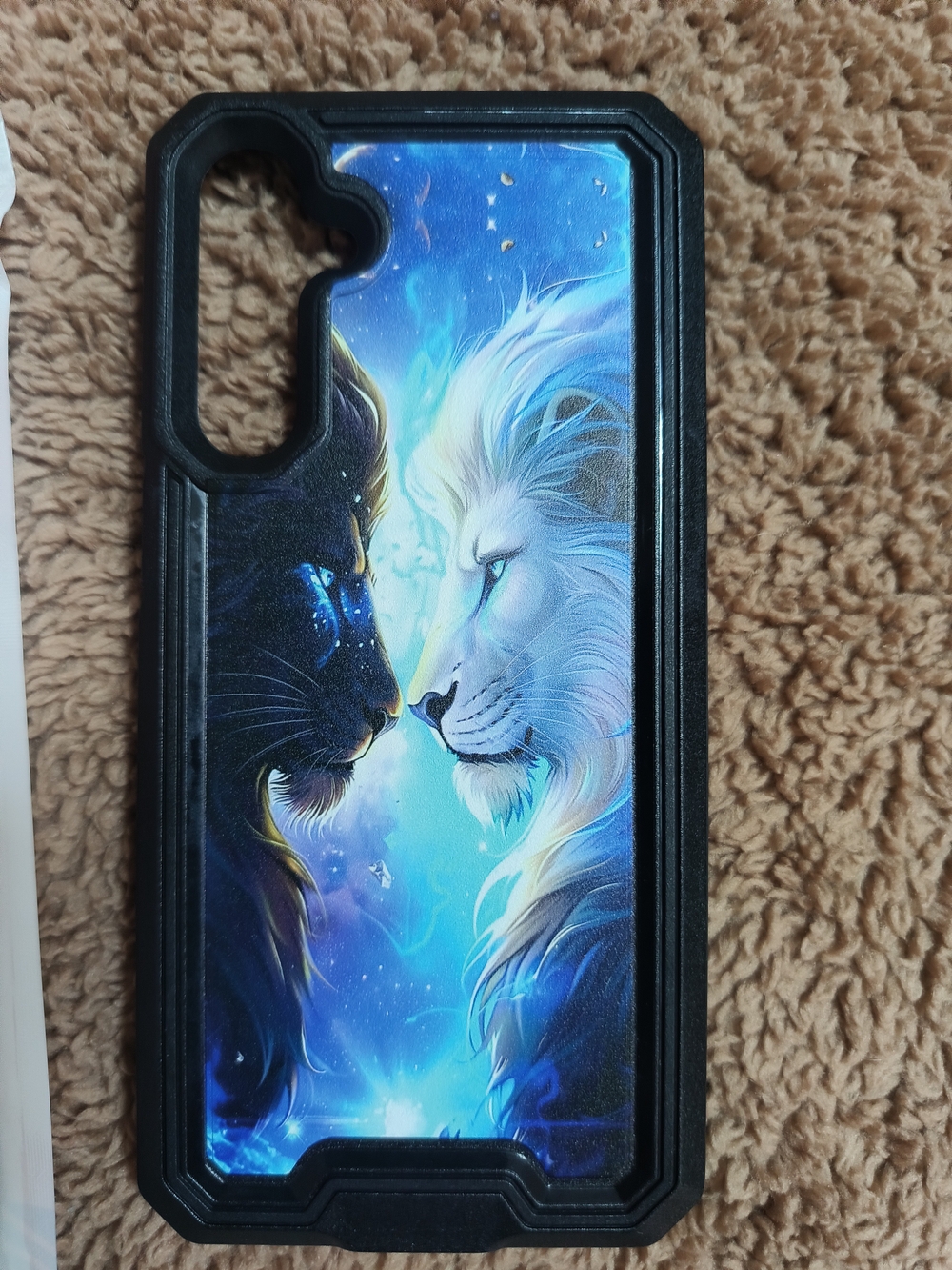 Black Phone Case with Blue Lion Artwork — Protective Slim Cover